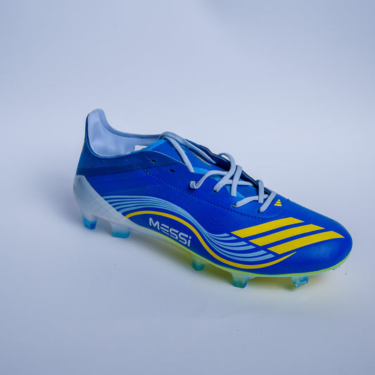 F50 Messi Elite FG - Lucid Blue/Solar Yellow - "Spark Gen" Mirror Grade