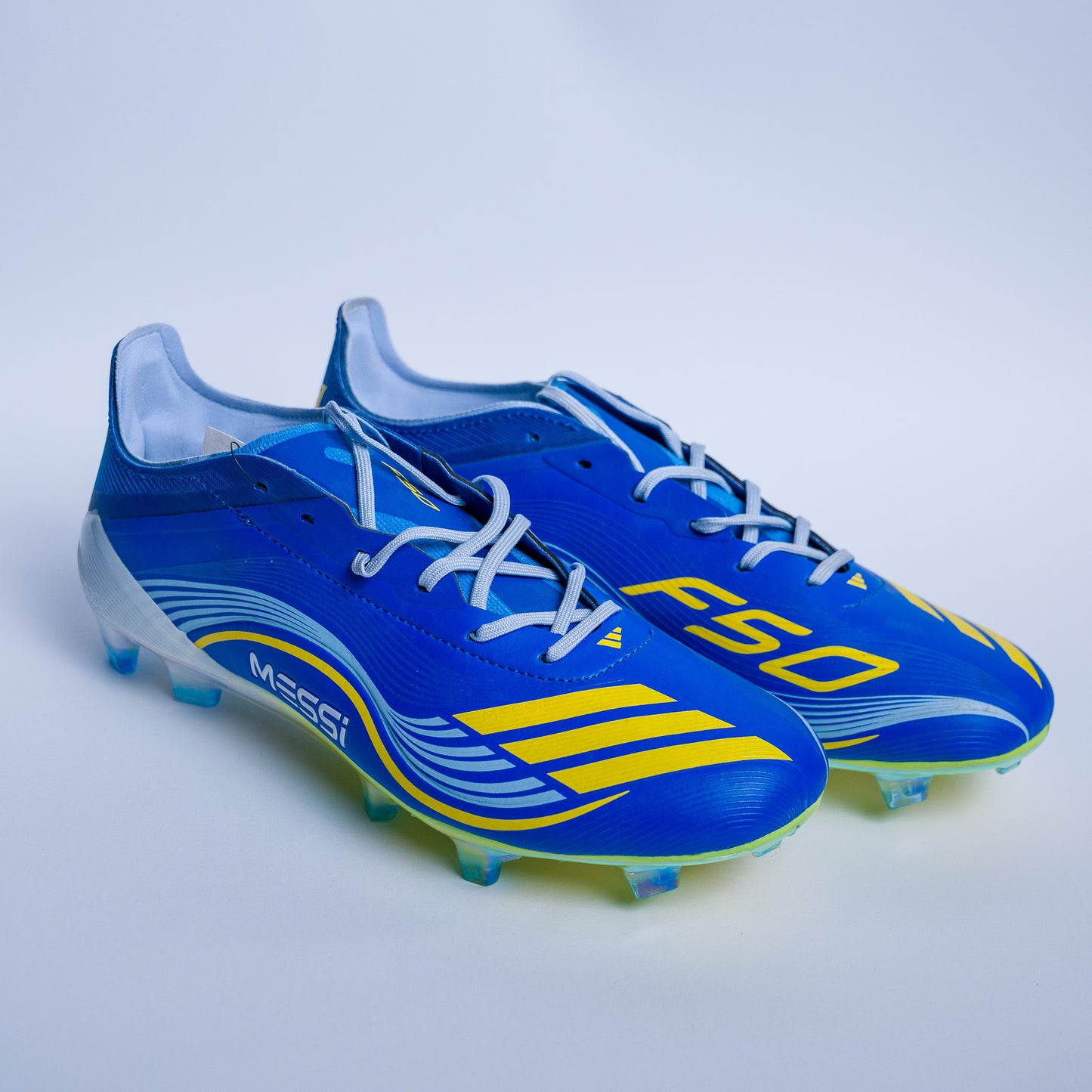 F50 Messi Elite FG - Lucid Blue/Solar Yellow - "Spark Gen" Mirror Grade